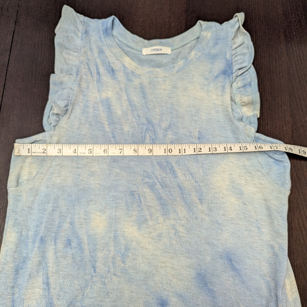 Citron Light Blue Ruffled Sleeve Top Y2K 90s Style Tye Dye - Picture 9 of 10